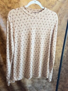 Neutral Beige Printed Long Sleeve Top